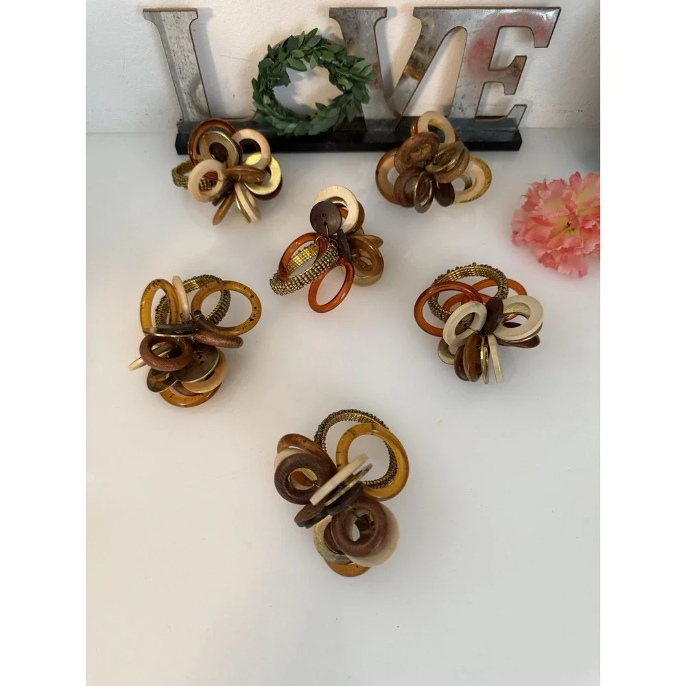 Vintage Set‎ of 6 Bodrum Interlink Napkin Rings Mid Century Modern Table Decor
